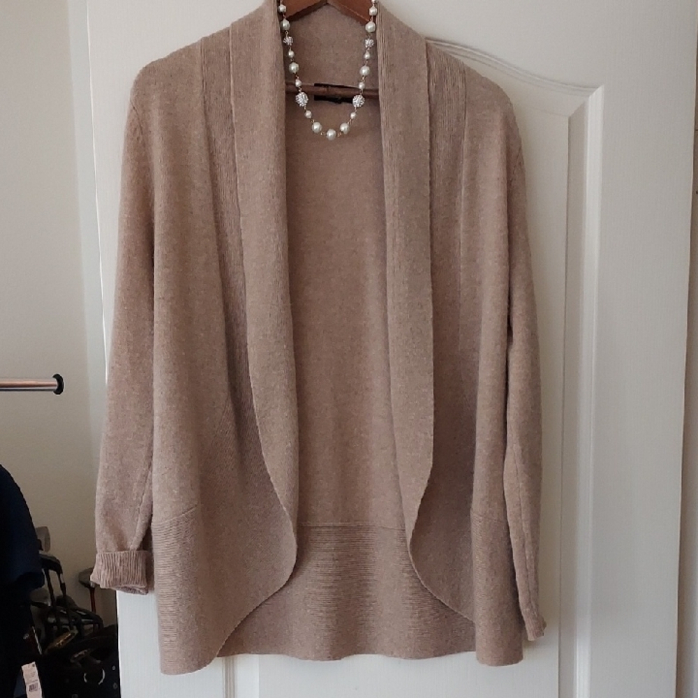 100% CASHMERE Women's Tan Cardigan Sweater Size Medium